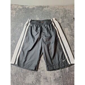 Nike Windbreaker Swim Trunks Mens Med. Navy White Striped Mesh Drawstring 90's‎